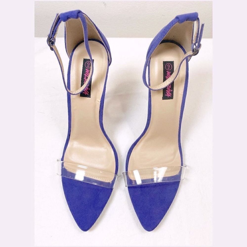NWOT Wild Diva Purple Ankle Strap Stiletto Heels 9 - Picture 2 of 4
